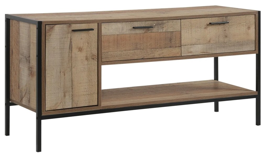 Έπιπλο PALLET-W Τηλεόρασης 2 Συρτάρια 1 Ντουλάπι Antique Ξύλο 124x40x60cm