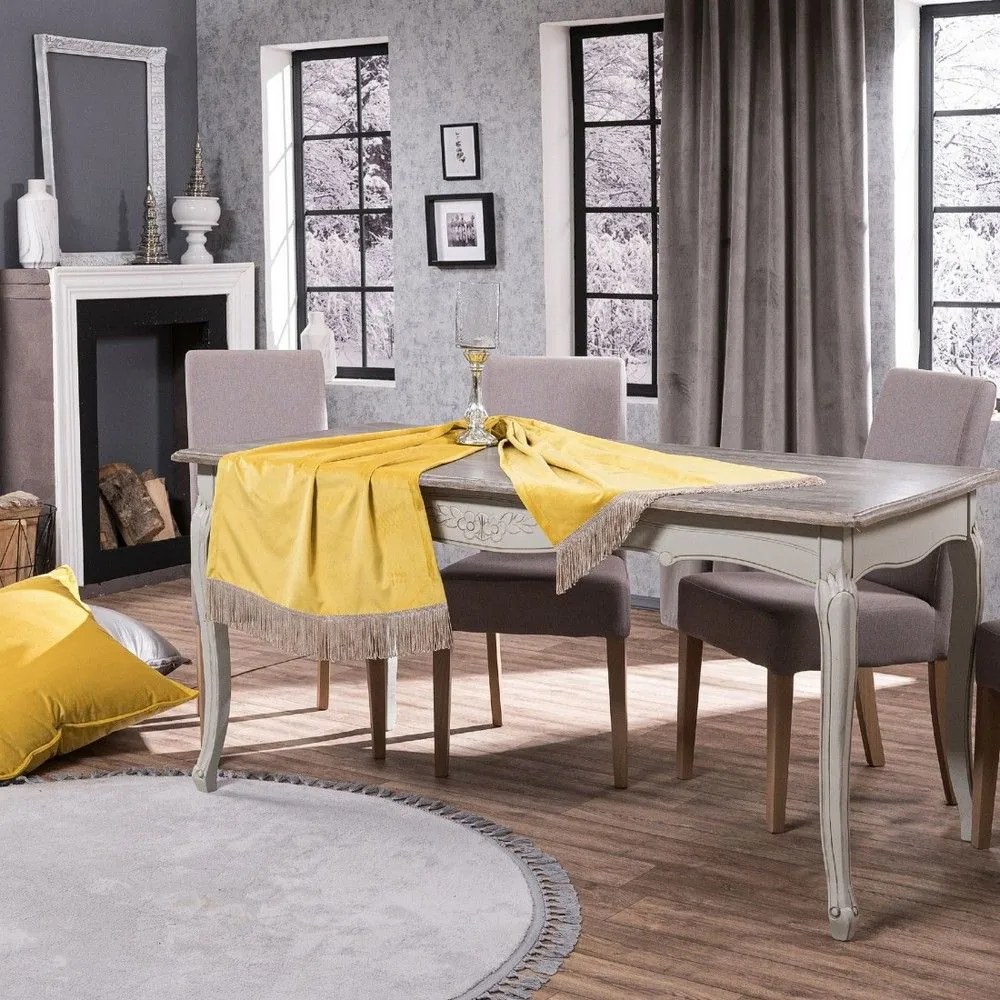 Τραβέρσα (Sari) Velvet 14 Yellow Teoran 65X200 Βαμβάκι-Ακρυλικό