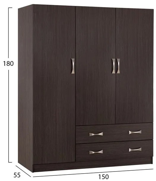 ΝΤΟΥΛΑΠΑ 3ΦΥΛΛΗ CARLY HM384.01 ΜΕ ΔΥΟ ΣΥΡΤΑΡΙΑ ZEBRANO 150X55Χ180Υεκ.