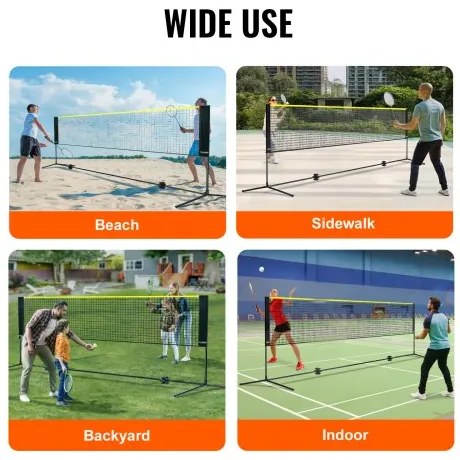 VEVOR Badminton Net, Height Adjustable Volleyball Net, 14ft Wide Foldable Pickleball Net, Portable Easy Setup Tennis Net Set with Poles, Stand and Carry Bag, for Kids Backyard Game Indoor Outdoor Use
