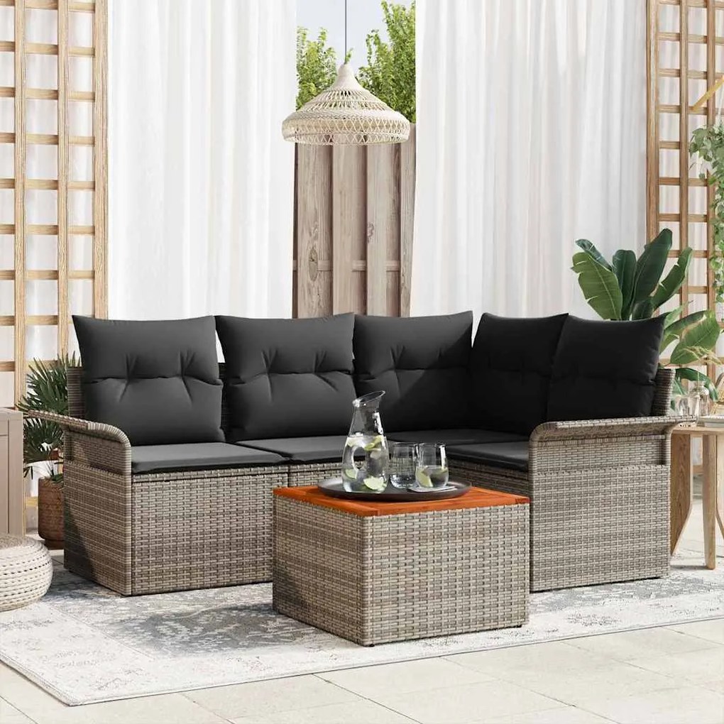 vidaXL Σετ Καναπέ Κήπου 5 pcs Γκρι Πολυ ράταν