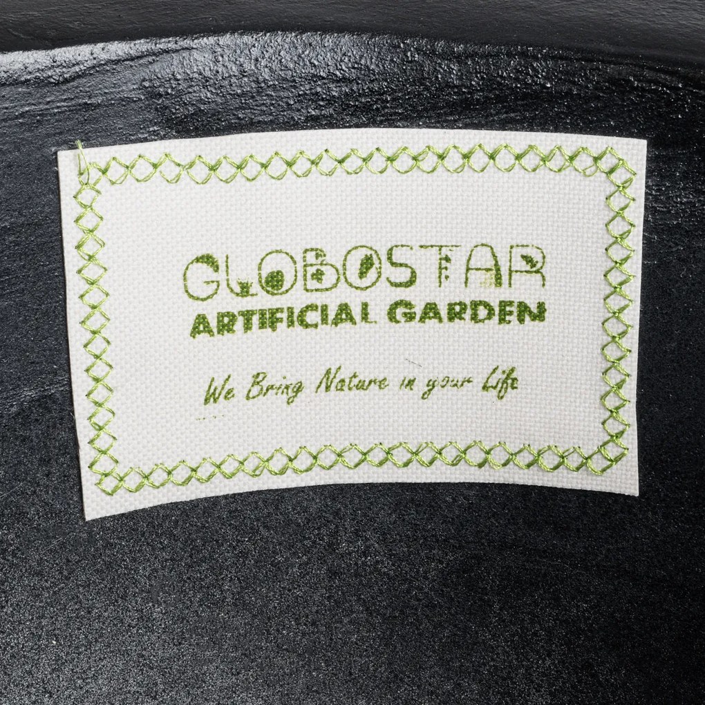 GloboStar® Artificial Garden CASTLE 20792 Επιδαπέδιο Πολυεστερικό Τσιμεντένιο Κασπώ Γλάστρα - Flower Pot Μαύρο Φ43 x Υ112cm