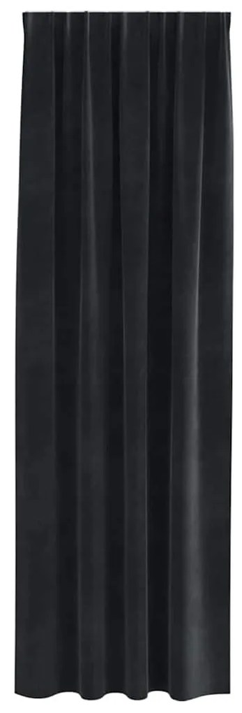 vidaXL Κουρτίνες με κουρτίνες 2 pcs Μαύρο 140 x 225 cm Βελούδο
