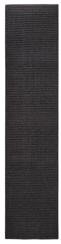 Χαλί Μαύρο 80 x 350 εκ. από Φυσικό Σιζάλ - Μαύρο