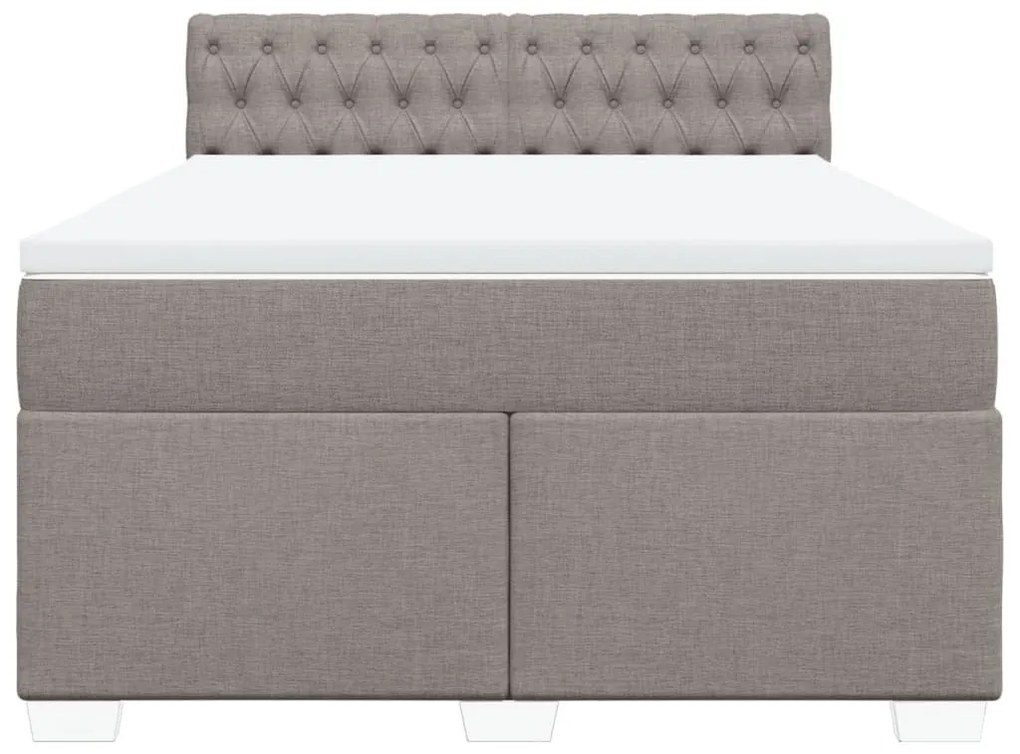 Κρεβάτι Boxspring με Στρώμα Taupe 160x200 εκ. Υφασμάτινο - Μπεζ-Γκρι