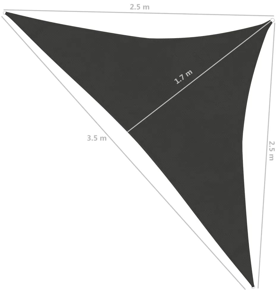 Πανί Σκίασης Ανθρακί 2,5 x 2,5 x 3,5 μ. από HDPE 160 γρ./μ² - Ανθρακί