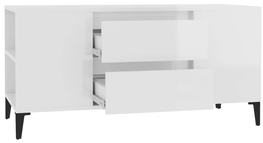 vidaXL Έπιπλο Τηλεόρασης Γυαλ. Λευκό 102x44,5x50 εκ.Επεξεργασμένο Ξύλο