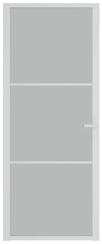 vidaXL Εσωτερική Πόρτα 83x201,5 εκ. Λευκό Ματ Γυαλί και Αλουμίνιο