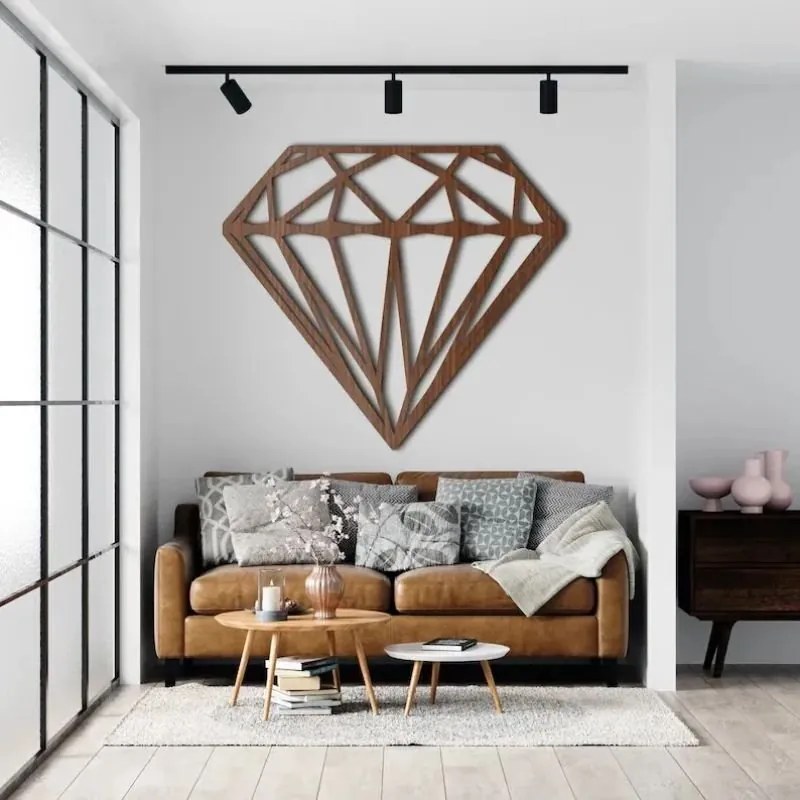 Intra απο ξύλο plywood 3mm-4mm πάχος - Ξύλινη διακόσμηση τοίχου με γεωμετρικό διαμάντι Δίασταση 30x30 cm Intraeaxys-078p8x5o