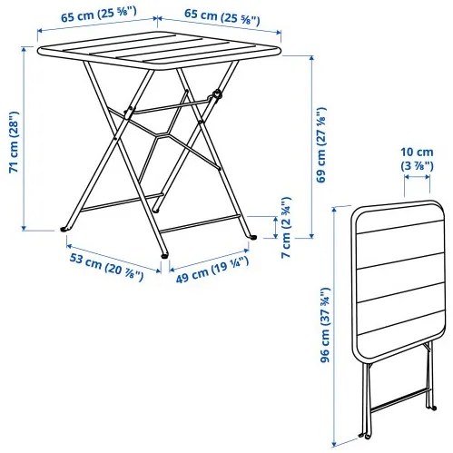 SUNDSÖ τραπέζι και 2 πτυσσόμενες καρέκλες/εξωτερικού χώρου, 65x65 cm 695.730.20