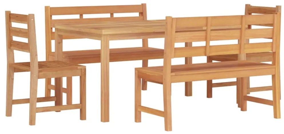 vidaXL Σετ Τραπεζαρίας Κήπου 5 Τεμαχίων από Μασίφ Ξύλο Teak