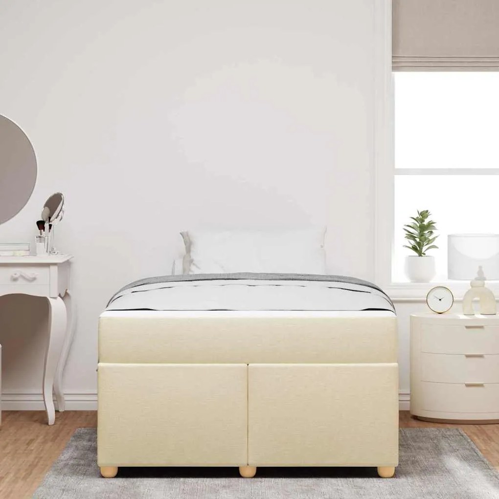 vidaXL Σκελετός Κρεβατιού με στρώμα Κρεμ 120 x 200 cm ύφασμα