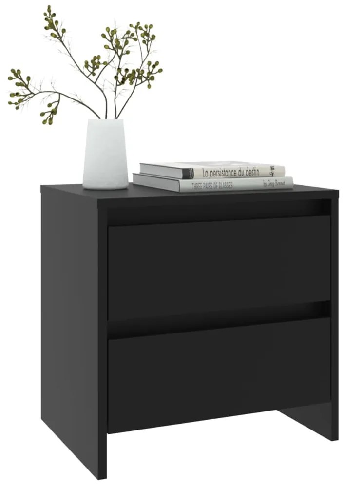vidaXL Κομοδίνα 2 τεμ. Μαύρα 45 x 34,5 x 44,5 εκ. από Μοριοσανίδα