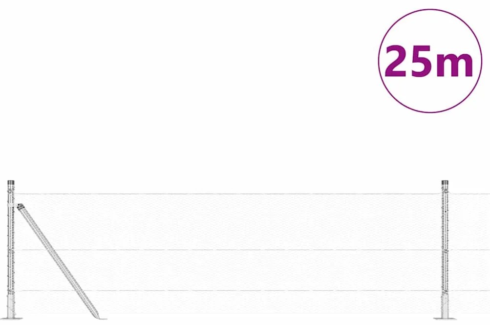 vidaXL Φράχτης με Στήλες. Ασημί 0.4 x 25 μ Ατσάλι με επικάλυψη PVC