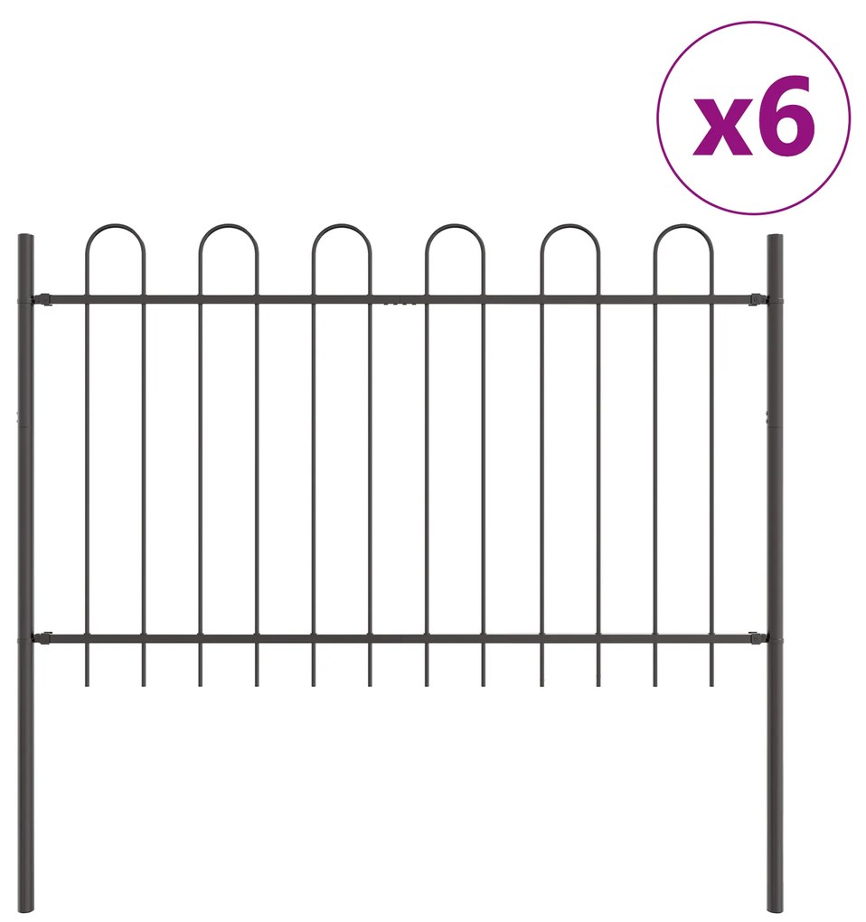 vidaXL Φράκτης Κήπου με Κυρτό Κορυφή, Γκρι, 10,2x0,8 μ, από Μέταλλο