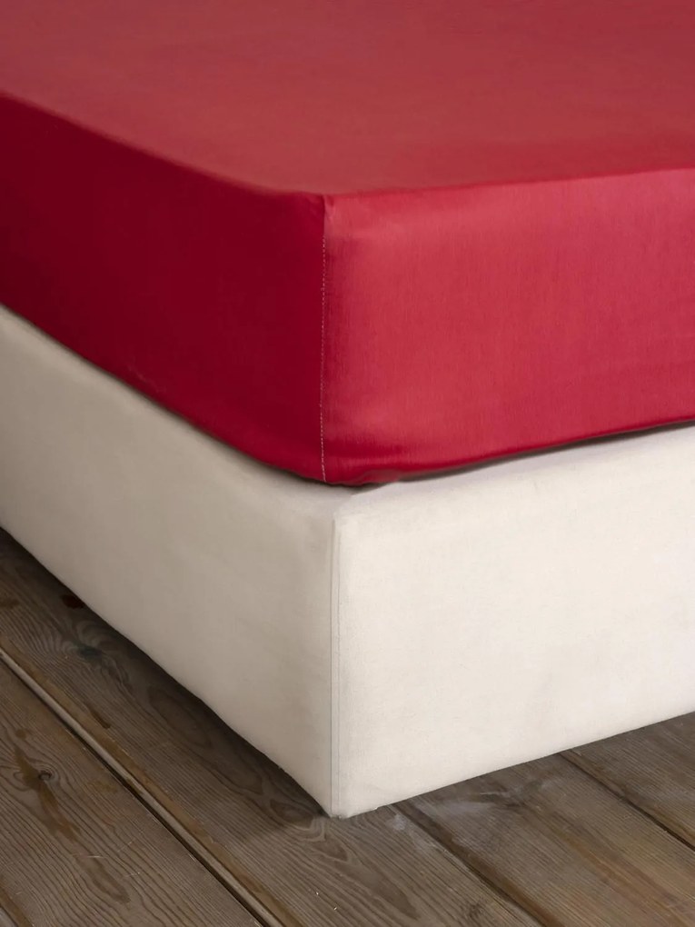 ΜΟΝΟ ΣΕΝΤΟΝΙ ΜΕ ΛΑΣΤΙΧΟ 100x200cm NIMA - SUPERIOR SATIN RED