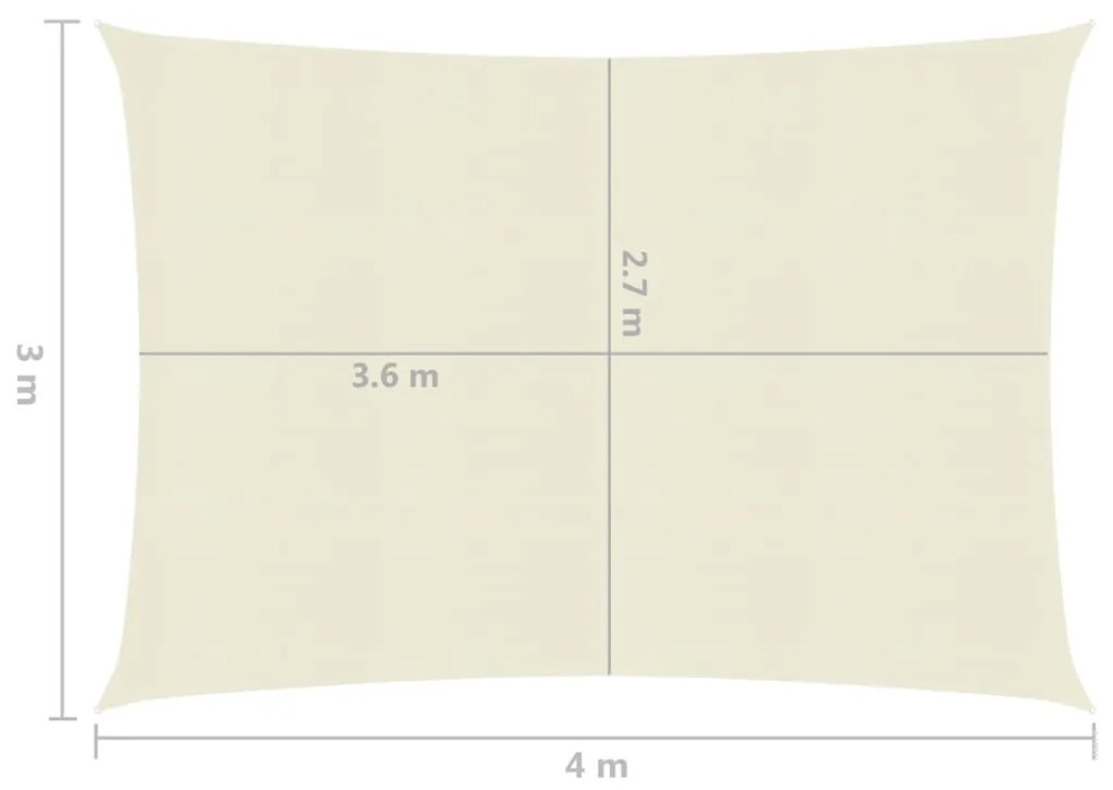 vidaXL Πανί Σκίασης Κρεμ 3 x 4 μ. από HDPE 160 γρ./μ²
