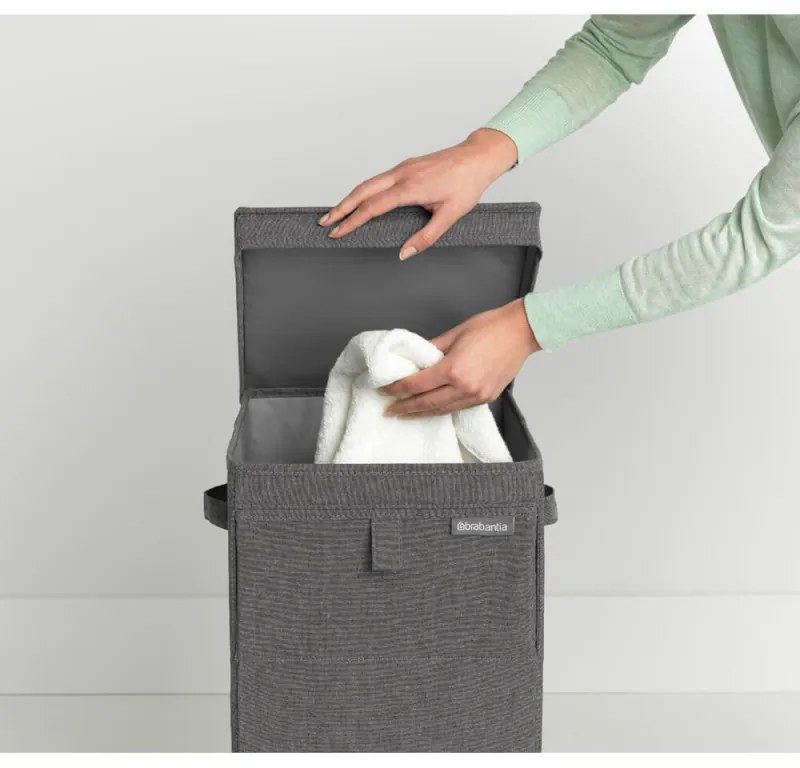 Brabantia Κιβώτιο πλυντηρίου ρούχων 1000828, 35 l, Άνοιγμα μπροστά, Ευρύ καπάκι, Πτυσσόμενο, Μαύρο