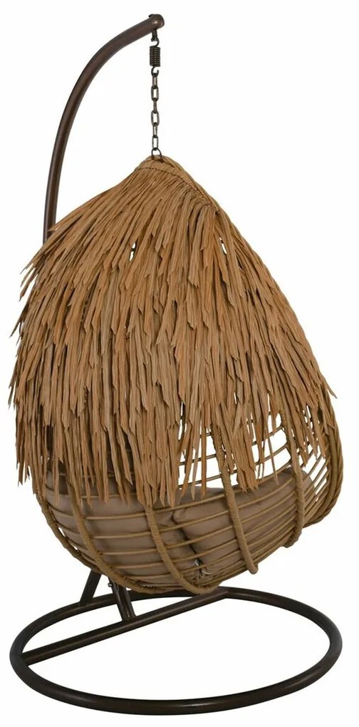 Κρεμαστή πολυθρόνα Mesa A104, 197x105cm, 30 kg, Καφέ, Beige, Ραττάν, Ταπισερί, Ξύλο, Μαξιλάρι καθίσματος: Ναι | Epipla1.gr