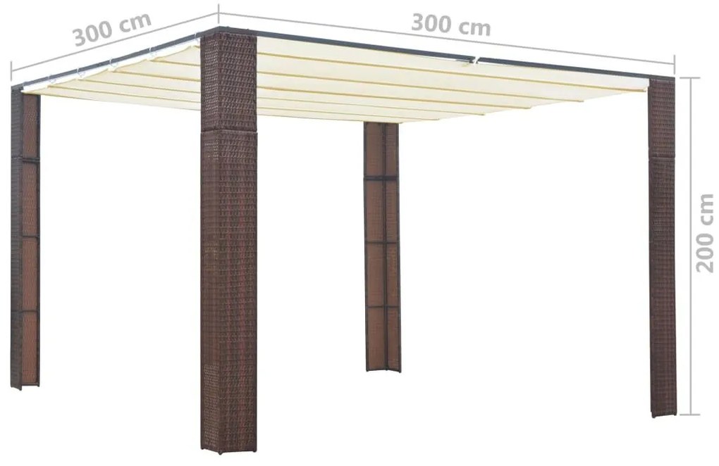 Κιόσκι με Οροφή Καφέ/Κρεμ 300x300x200 εκ. από Συνθετικό Ρατάν - Καφέ