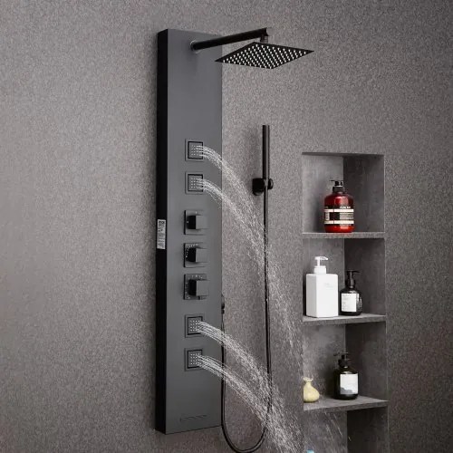 VEVOR Shower Panel Tower System Stainless Steel Column Rainfall Head Massage Jet