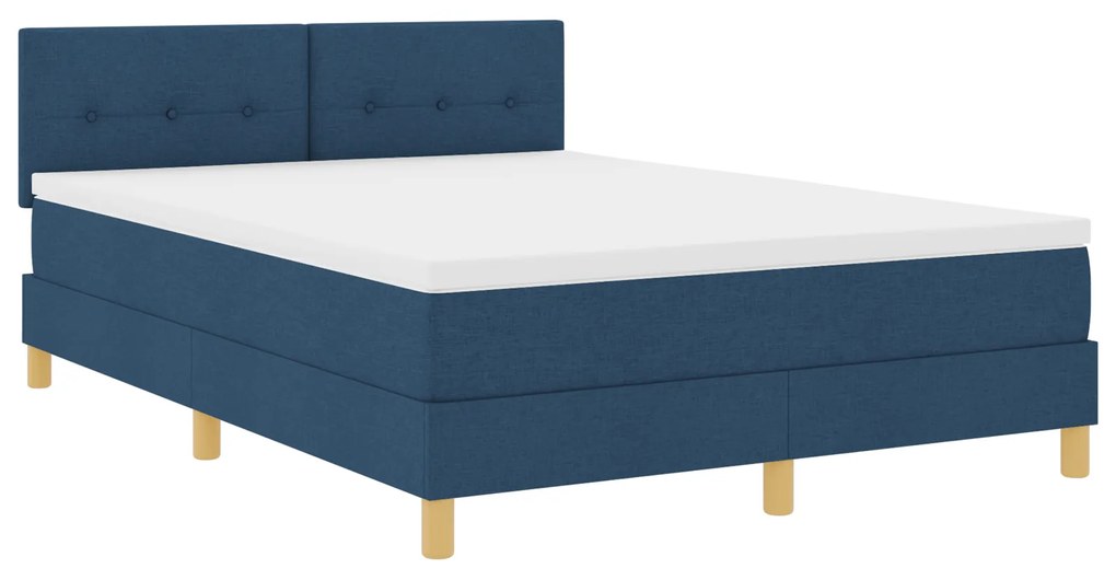vidaXL Κρεβάτι Box Spring με Στρώμα Μπλε 140x200 cm Ύφασμα