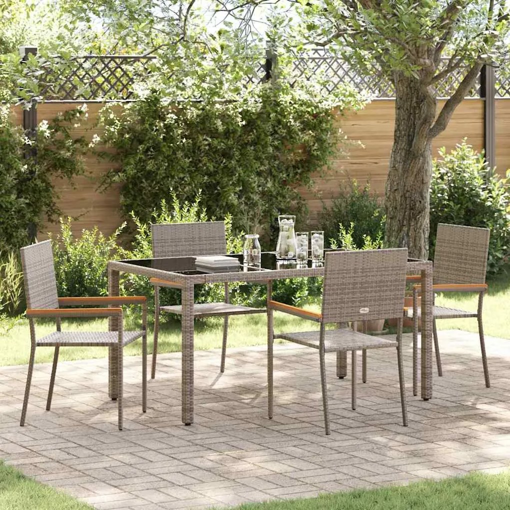vidaXL Σέτ φαγητού για κήπο 5 pcs Γκρι 150 x 90 x 75 cm