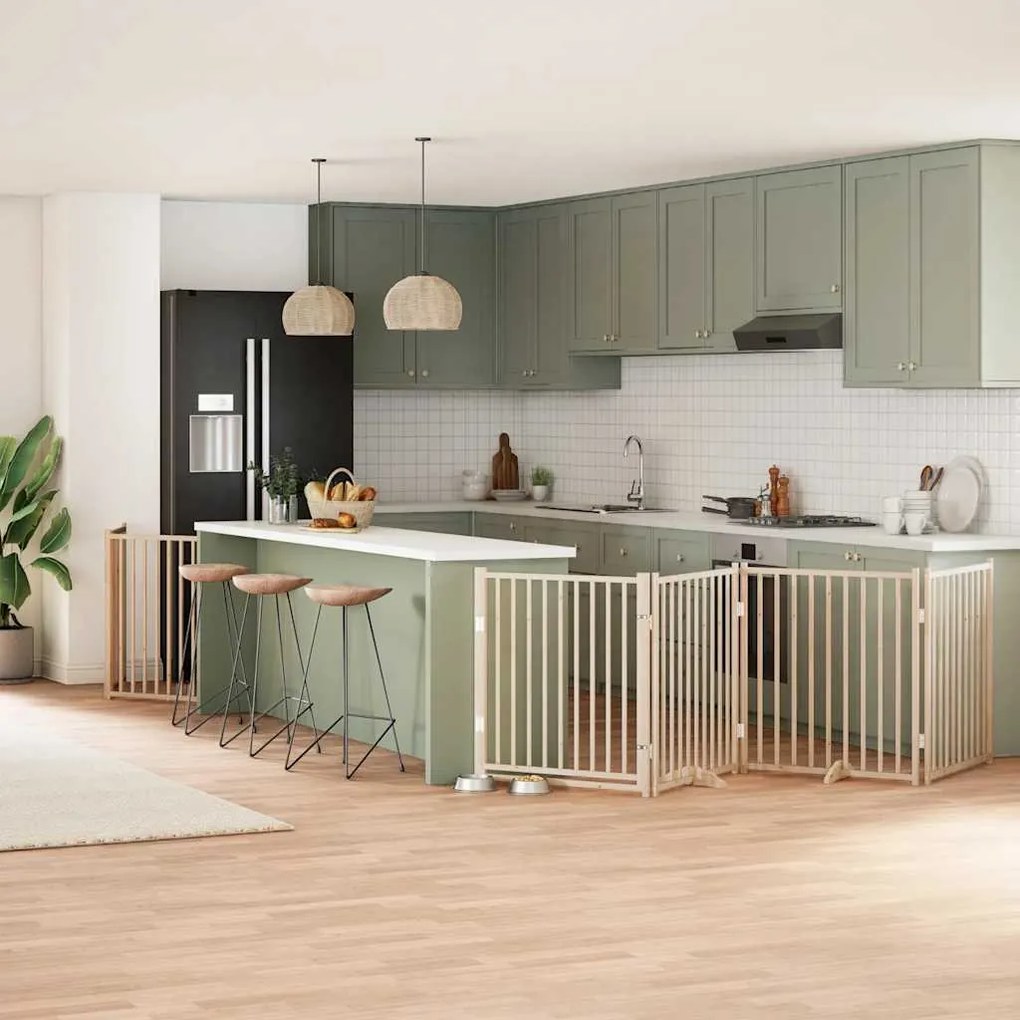 Διαχωριστικό Σκύλων/Πόρτα Πτυσσόμενο 12 Πάνελ 960εκ Ξύλο Λεύκας