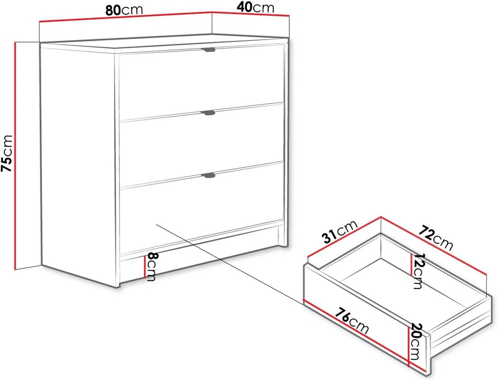 Συρταριέρα Tireno 3SZ-Leuko