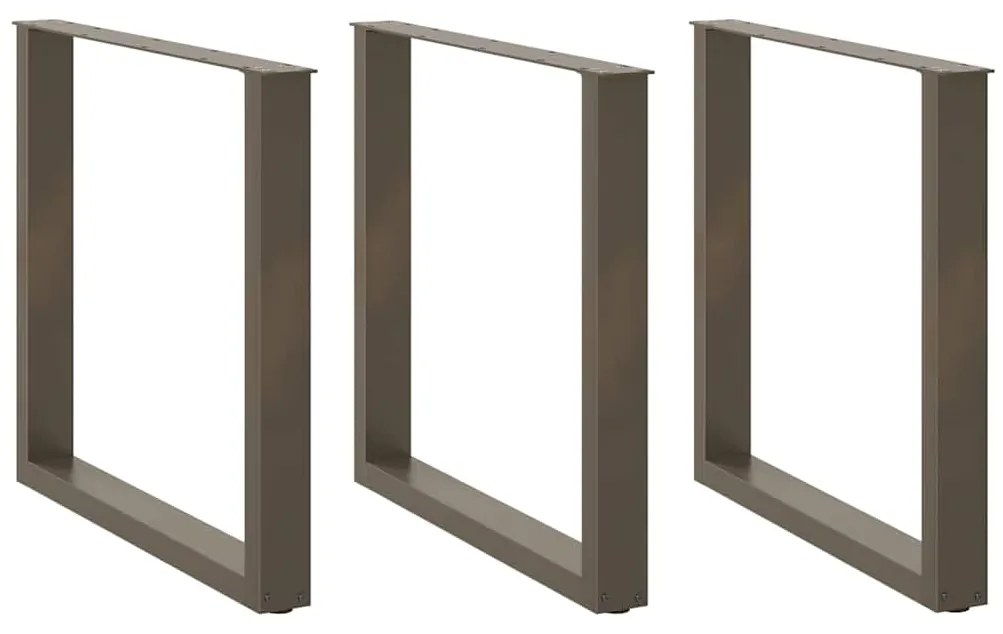 Πόδια Τραπεζαρίας σε Σχήμα U 3 τεμ. από Φυσικό Ατσάλι 90x(72-73) εκ. Ατσάλι