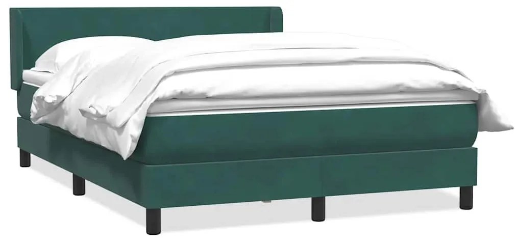 Κρεβάτι Boxspring με Στρώμα Σκούρο Πράσινο 140x210εκ. Βελούδινο - Πράσινο