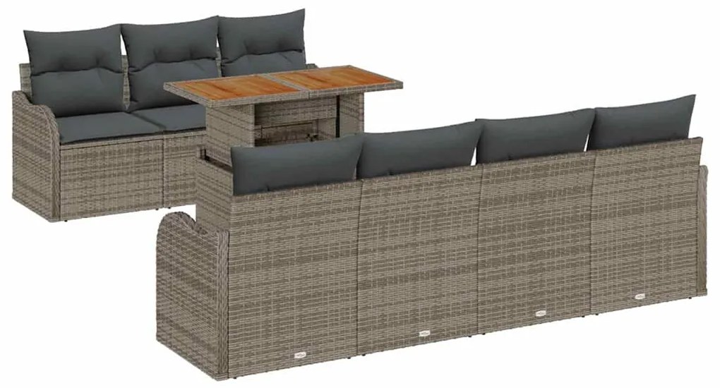vidaXL Σετ Καναπέ Κήπου με μαξιλάρι 8 pcs Γκρι
