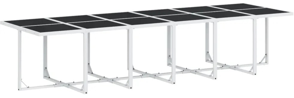 vidaXL Σετ Τραπεζαρίας Κήπου 17 τεμ. Λευκός από Textilene με Μαξιλάρια