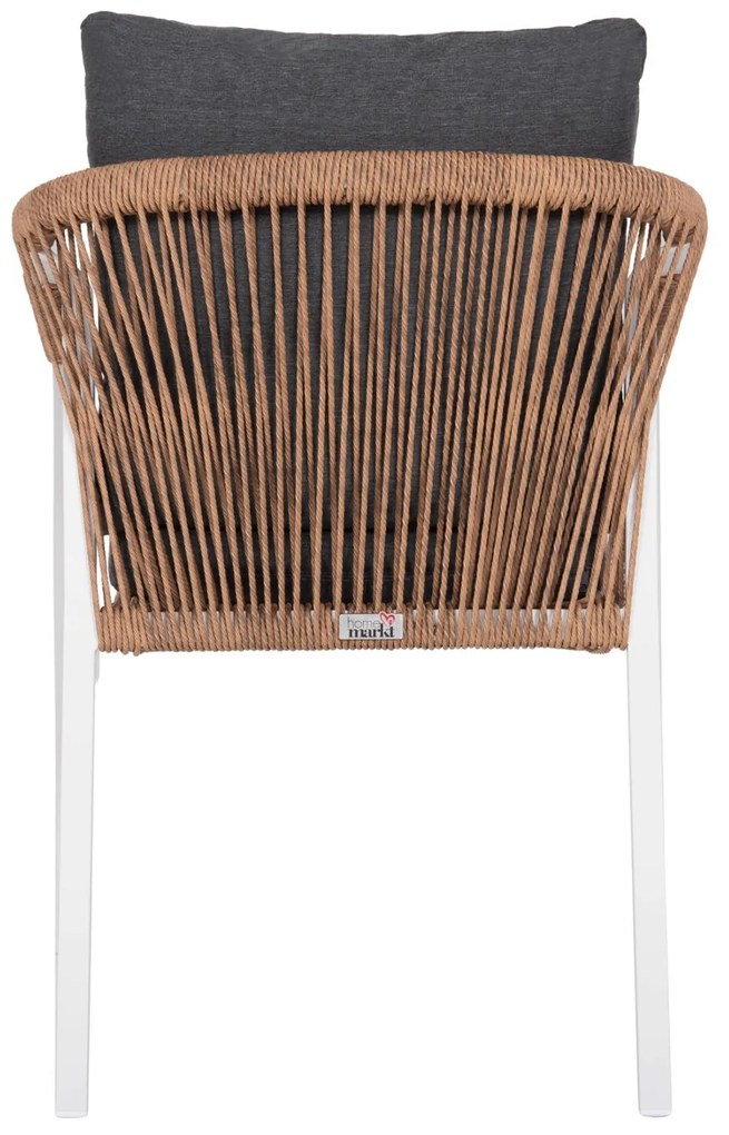 Καρέκλα - Πολυθρόνα MAERLY C6051.01 Αλουμινίου Λευκή με P.E. Rattan Καφέ και Ανθρακί μαξιλάρια 55,5x62,5x76,5-85 εκ. 55.5x62.5x85 εκ.