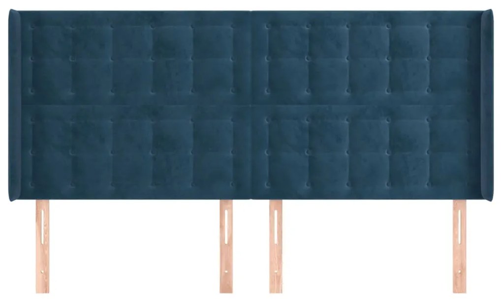 Κεφαλάρι με Πτερύγια Σκούρο Μπλε163x16x118/128 εκ. Βελούδινο 3120072