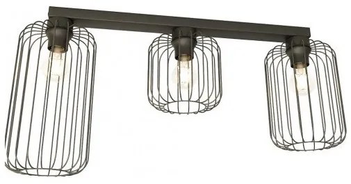 Πλαφονιέρα Φωτιστικό Οροφής 3xE27 Πλέγμα 70cm Barn Emibig -1367/3-Μαύρο 1367/3