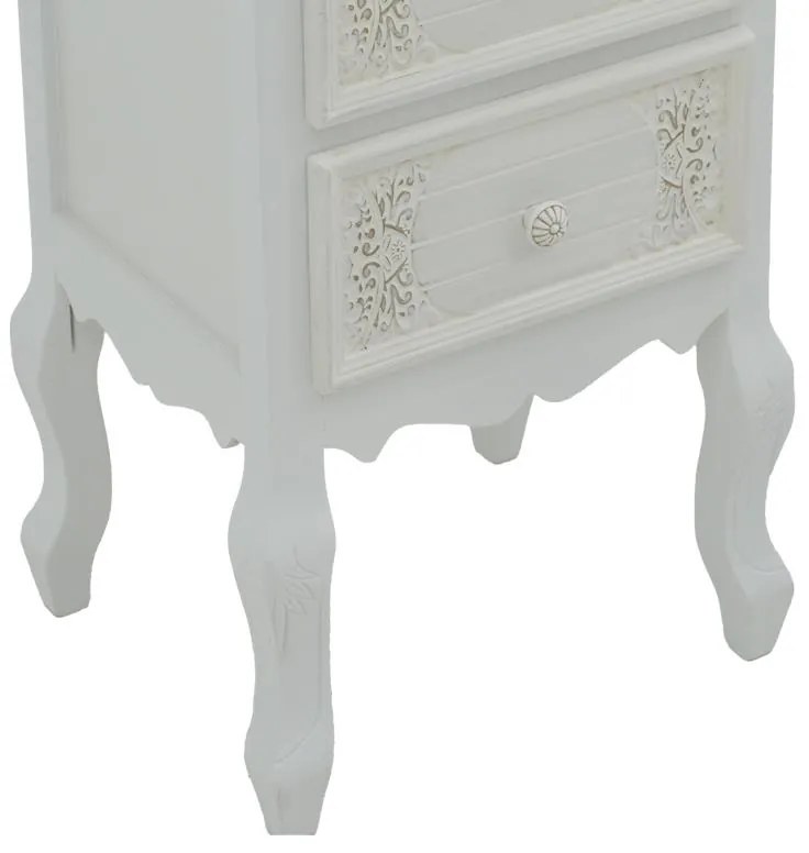 Κομοδίνο Pazlen Inart mdf σε λευκή αντικέ απόχρωση 40x45x65εκ 40x45x65 εκ.