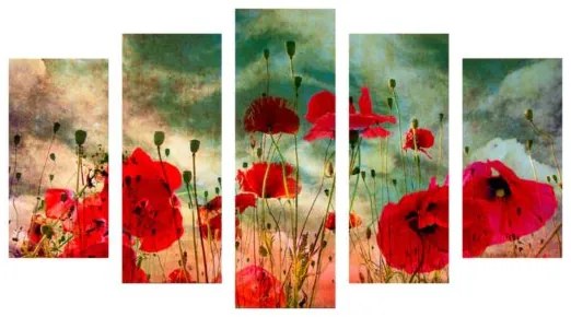 ΠΙΝΑΚΑΣ ΠΕΝΤΑΠΤΥΧΟ MDF POPPY FIELD HM7206.03 100X0,3X60 εκ.