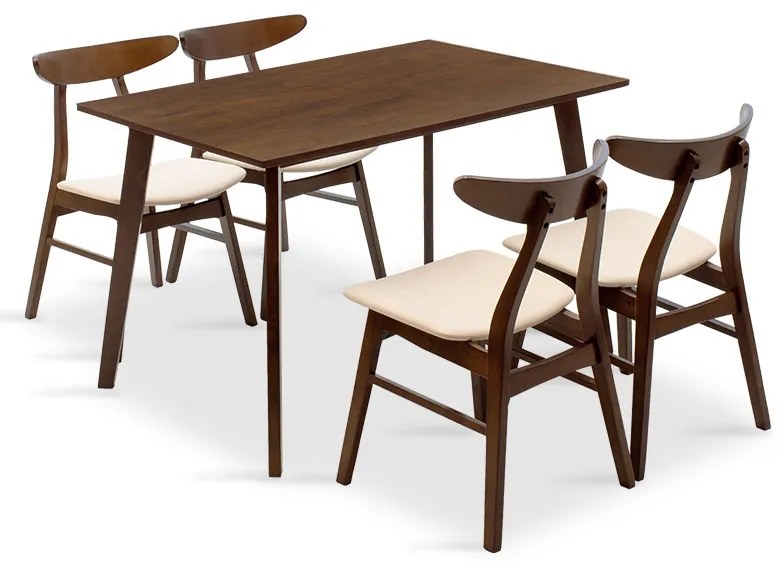 Intrahome Tραπεζαρία Benson - Orlean Intrahome σετ 5τμχ καρυδί - ύφασμα μπεζ 120x80x75εκ | SKU: INTRAPA-311111293