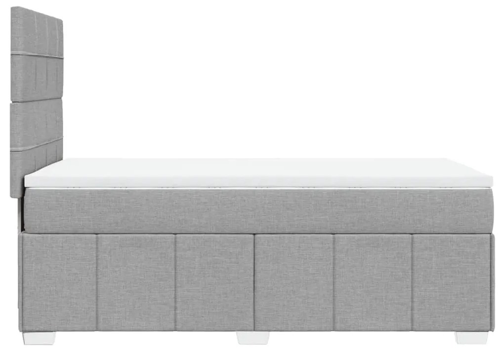 vidaXL Κρεβάτι Boxspring με Στρώμα Ανοιχτό Γκρι 90x190 εκ. Υφασμάτινο