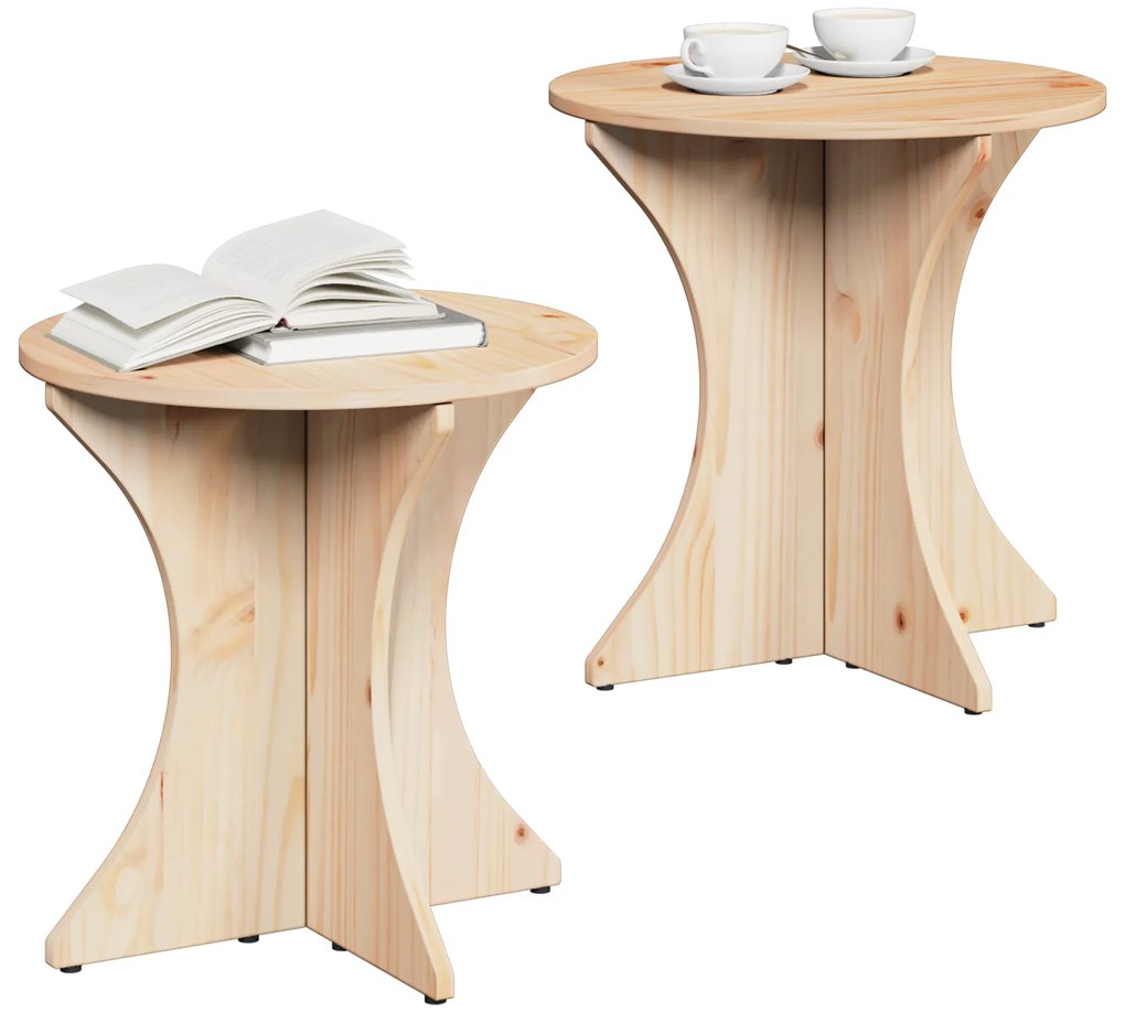 vidaXL Τραπεζάκι σαλονιού 2 pcs Φυσικό 46 x 46 x 47 εκ