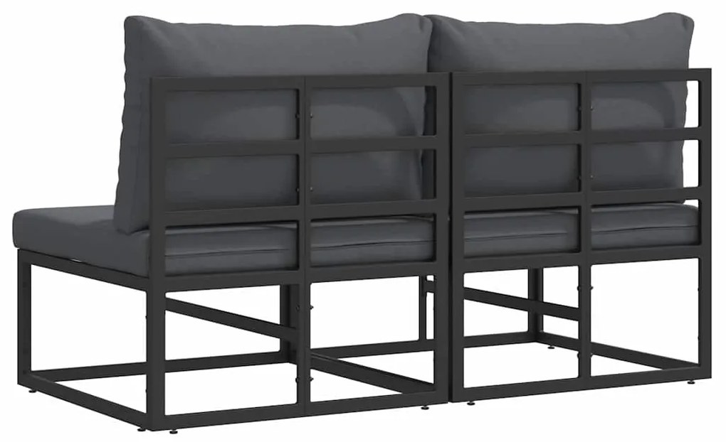 vidaXL Εξωτερικά Έπιπλα 2 pcs Μαύρο 70 x 71.5 x 32 εκ Μέταλλο