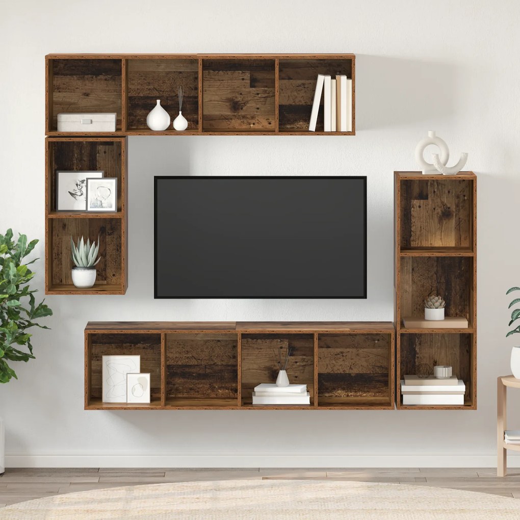 vidaXL Σετ επίπλου τηλεόρασης 4 pcs Παλιό ξύλο Επεξεργασμένο ξύλο