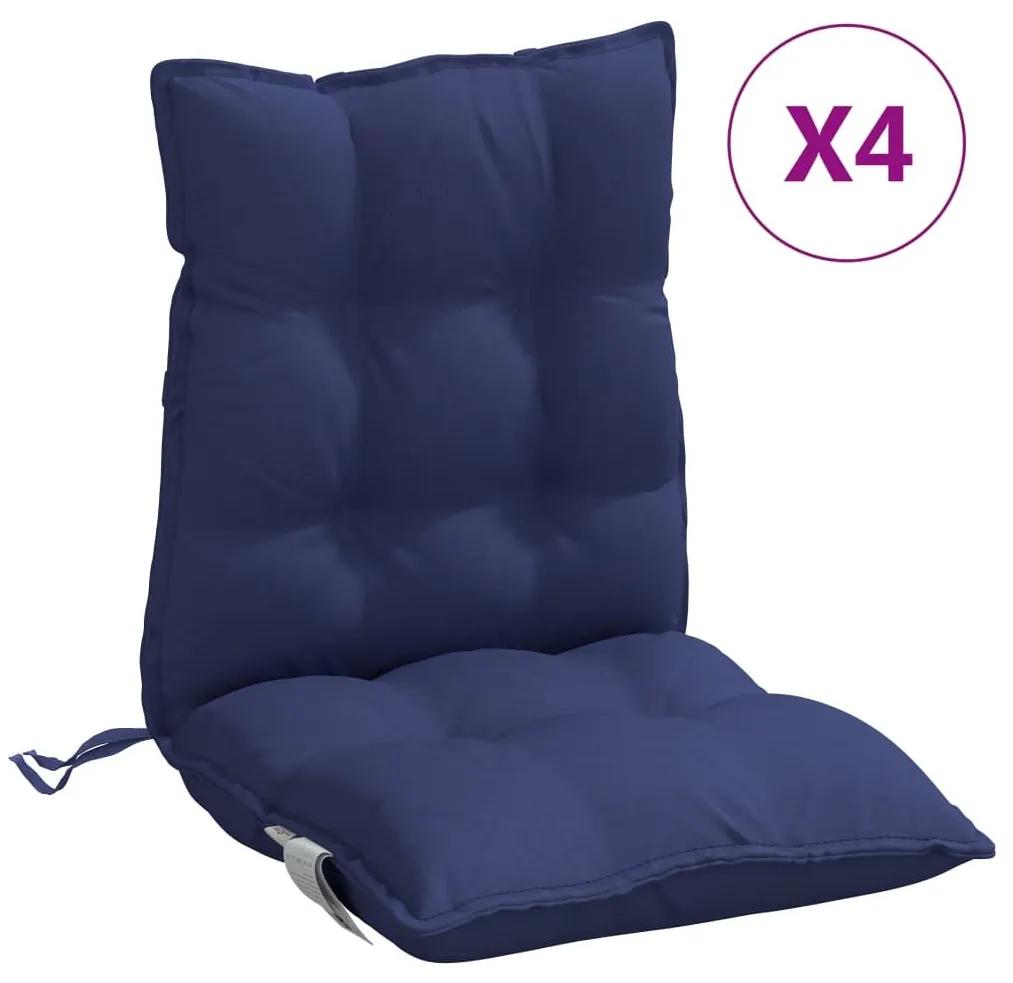 Μαξιλάρια Καρέκλας Χαμηλή 4 τεμ. Ναυτικό Μπλε Ύφασμα Oxford - Μπλε