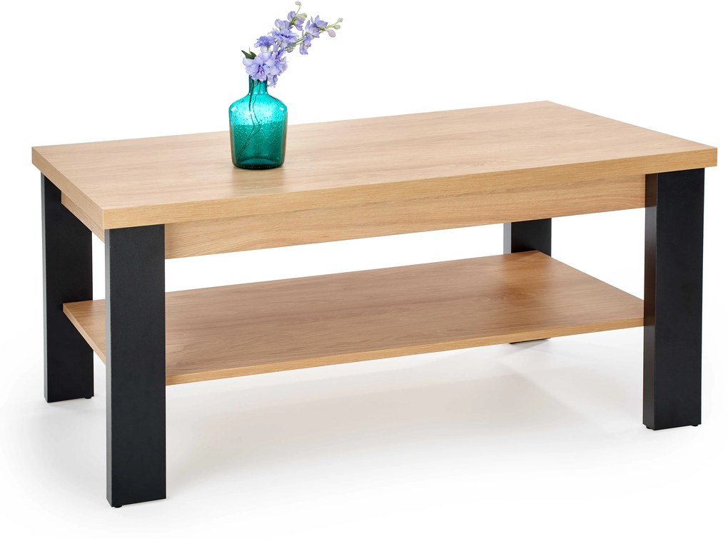 JENNA, c.table, natural hikora / black DIOMMI V-PL-JENNA-LAW-HIKORA/CZARNY