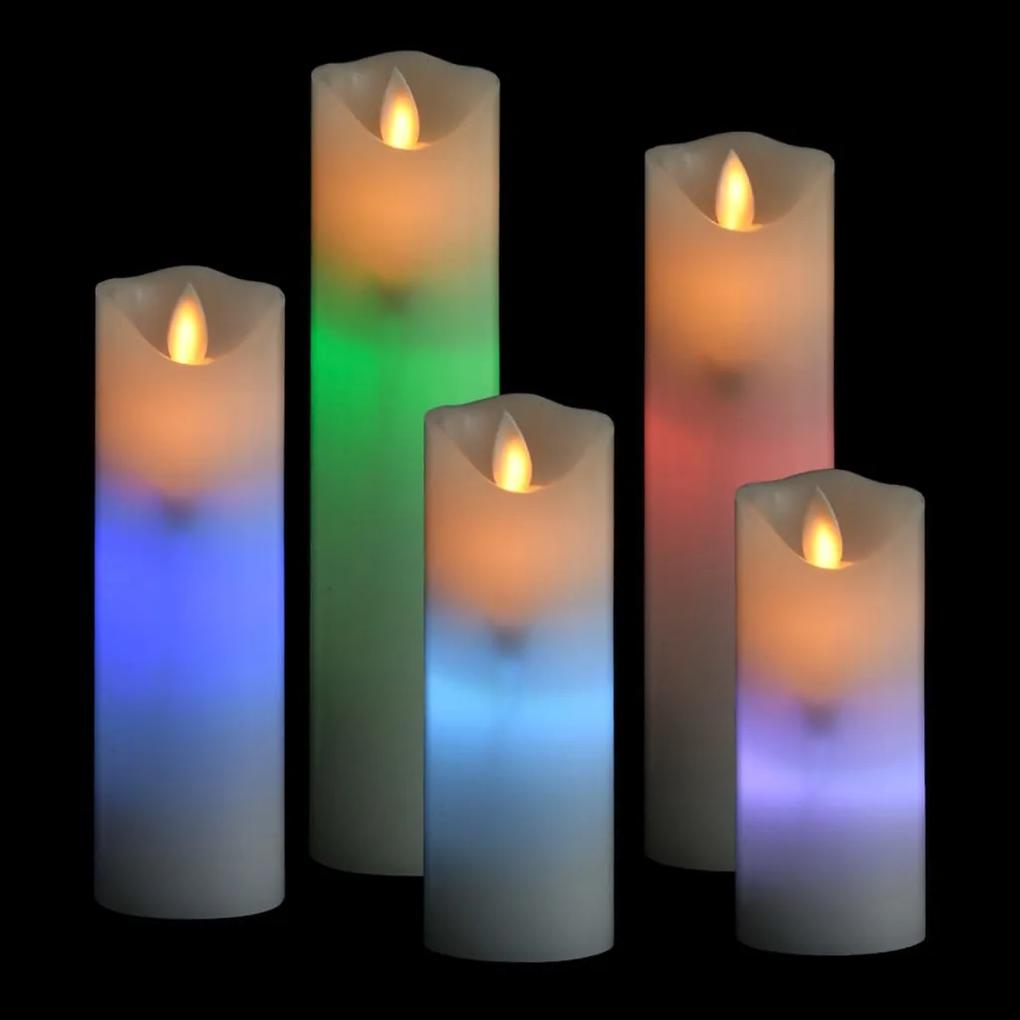 vidaXL Κεριά LED Ηλεκτρ. Σετ 5 Τεμαχίων Πολύχρωμο με Τηλεχειριστήριο
