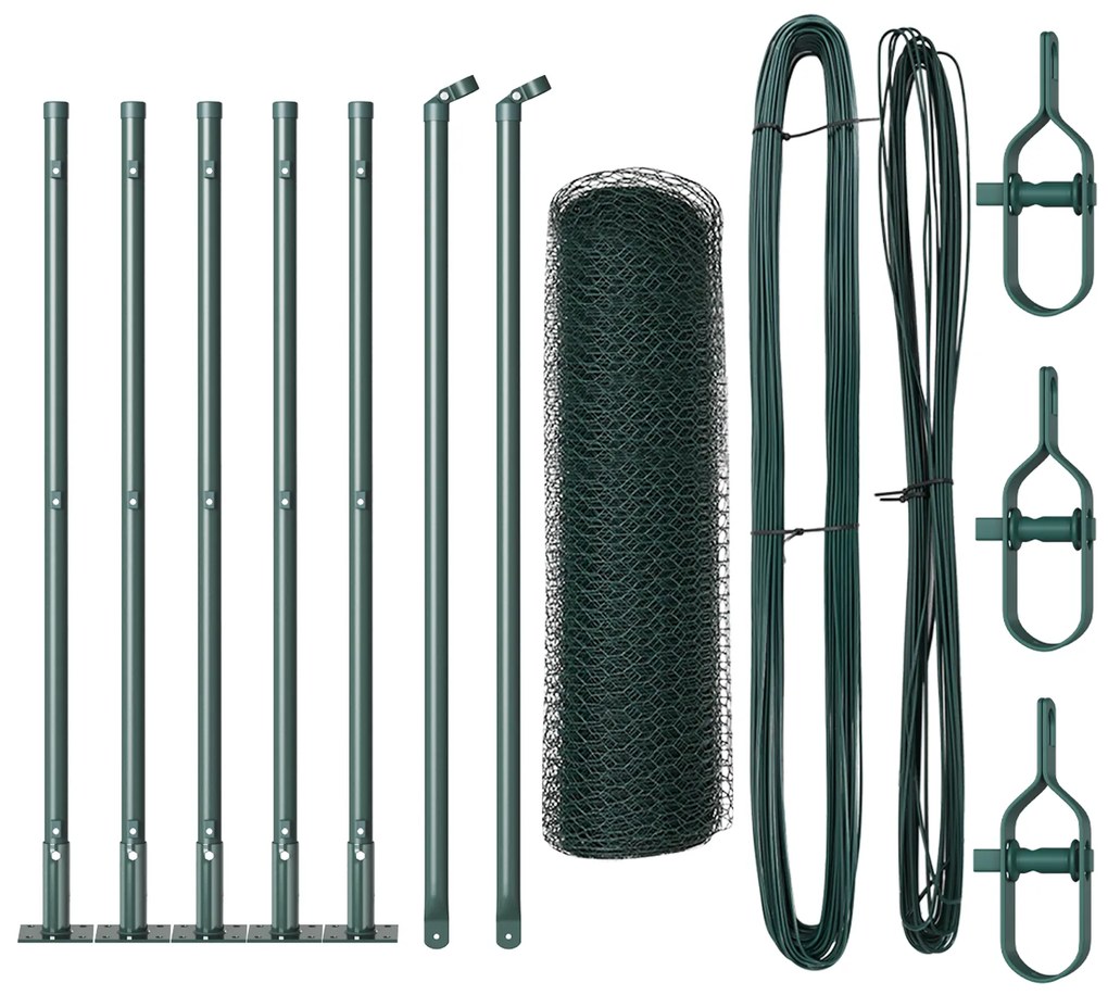 vidaXL Hexagon Fence Πράσινο 0.4x10 μ Χάλυβας