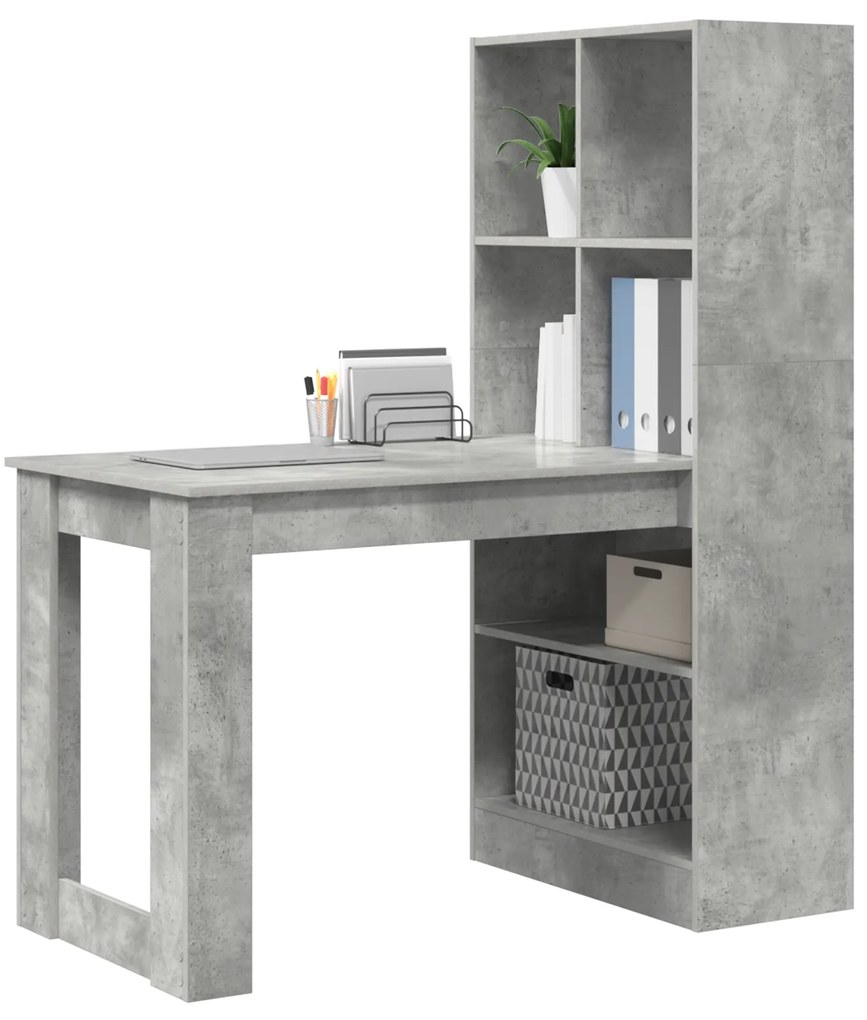 vidaXL Γραφείο Σκυρόδεμα Γκρι 122 x 67 x 145 εκ. Επεξεργασμένο ξύλο