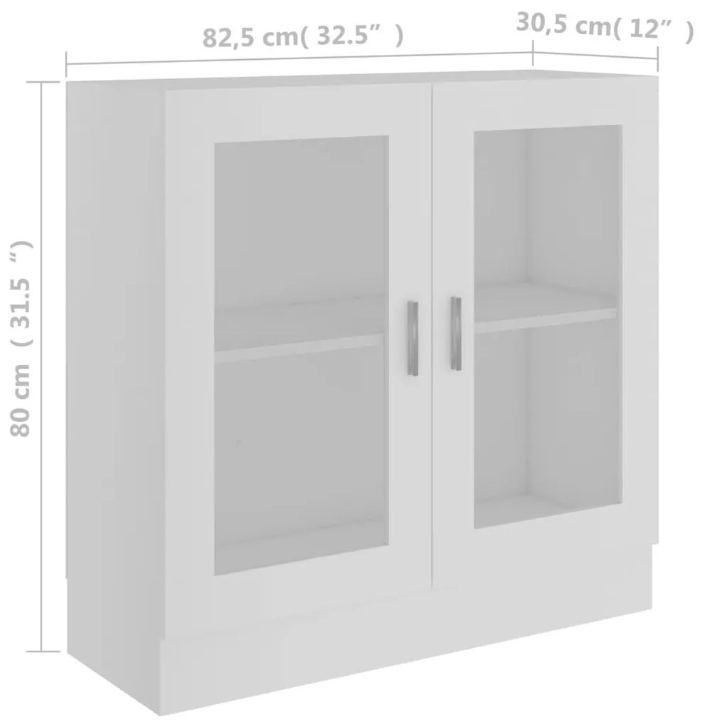 Βιτρίνα Λευκή 82,5 x 30,5 x 80 εκ. Επεξ. Ξύλο - Λευκό