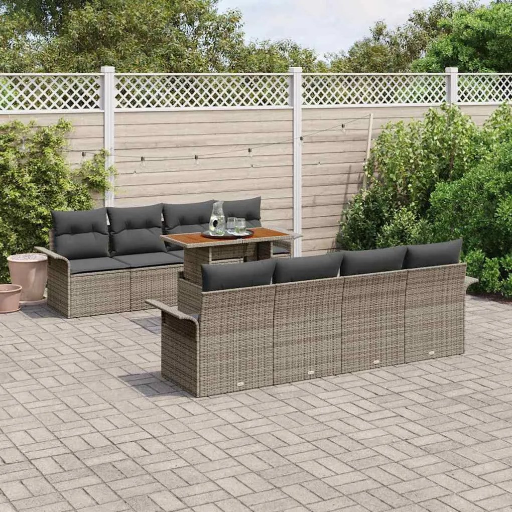 vidaXL Σετ Καναπέ Κήπου με μαξιλάρι 7 pcs Γκρι 100 x 55 x 73 εκ